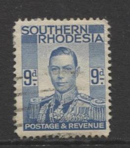 Southern Rhodesia- Scott 48 - KGVI - Definitive -1937 -FU- Single 9d Stamp