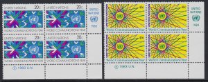 392-93 United Nations 1983 World Communication Year Inscription Block MNH