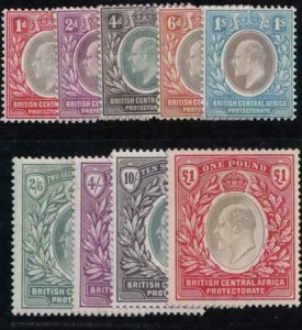 British Central Africa 1903-1904 SC 60-68 MLH Set SCV$ 771.25