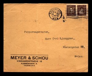 Denmark SC# 174 & 175 PAIR to Sweden / Light Fold / XMAS SEAL - L32382