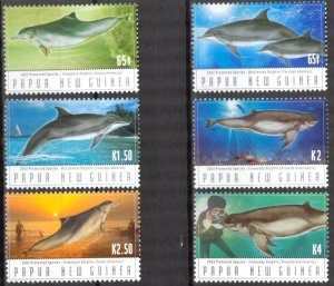 Papua New Guinea 2003 Marine Life Dolphins Set of 6 MNH