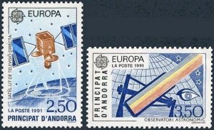 ANDORRA FRENCH 1991 EUROPA CEPT: Space. Satellite Telescope. Complete set, MNH