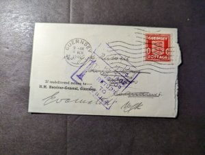 1941 England British Channel Islands Folded Cover Guernsey CI Royal Court House