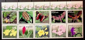 SALVADOR Sc 1587 NH BLOCK OF 10 OF 2003 - FLOWERS & INSECTS