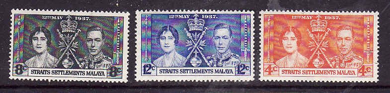 Straits Settlements Malaya-Sc#235-7-unused very light hinged KGVI Coronation set