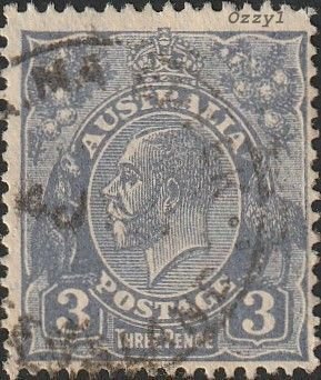 Australia 1929 Sc#72a, SG#100b 3d Blue KGV Head USED-VG-H.