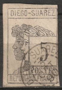 Diego Suarez 1890 Sc 7 used small thins CDS