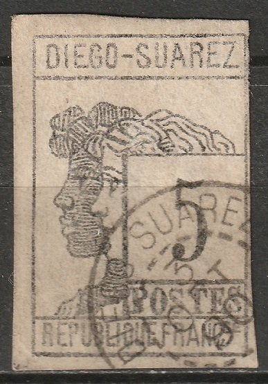 Diego Suarez 1890 Sc 7 used small thins CDS