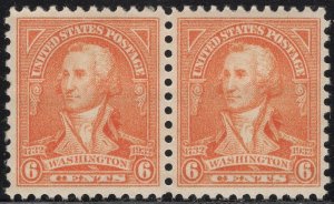 Scott # 711  Lot E968  6c Washington Bicentennial  Line Pair   MNH OG