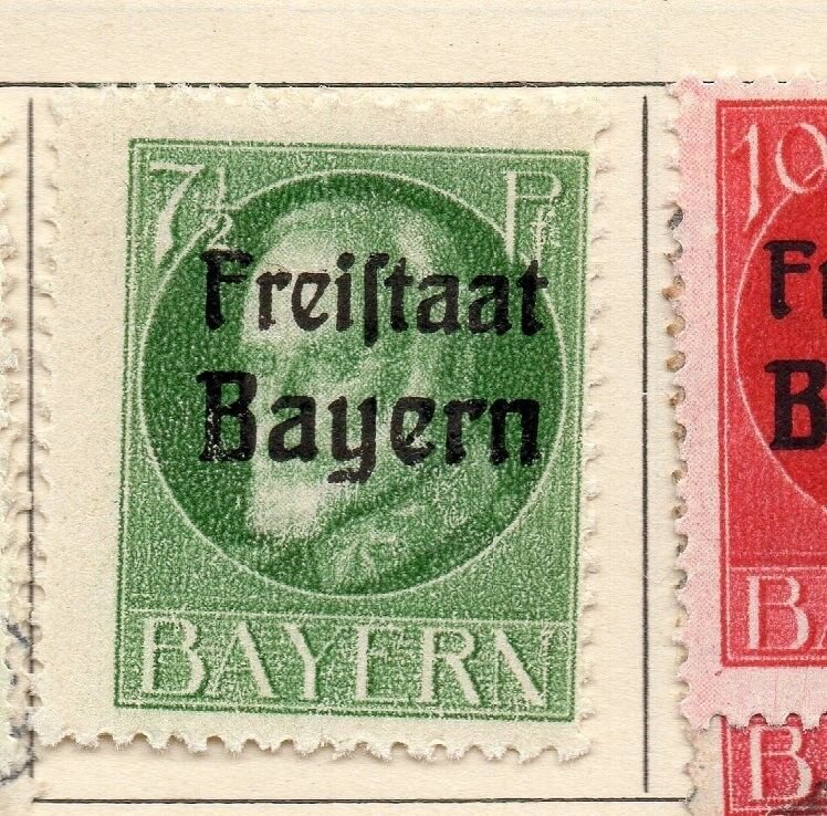 Bavaria 1919 Early Issue Fine Mint Hinged 7.5pf. Optd 234026