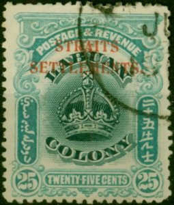 Straits Settlements 1907 25c Green & Greenish Blue SG149 Fine Used