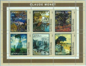 A0781 - GUINEA-BISSAU - ERROR, MISPERF, Miniature sheet: 2001, Claude Monet, Art