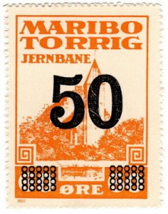 (I.B) Denmark Railway : Maribo-Torrig Jernbane - Parcel Stamp 50 on 60 Øre 