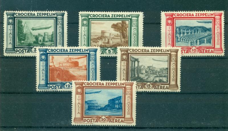 Italy - Sc# C42-7. 1933 Zeppelin Set. Mint. Toning. $135.00.
