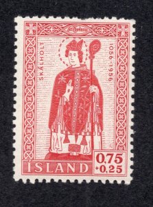 Iceland 1956 75a + 25a St. Thorlacus, Scott B14 MH, value = 25c