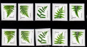 #4973 - 4977, 4973a - 4977a Ferns/ Singles - MNH