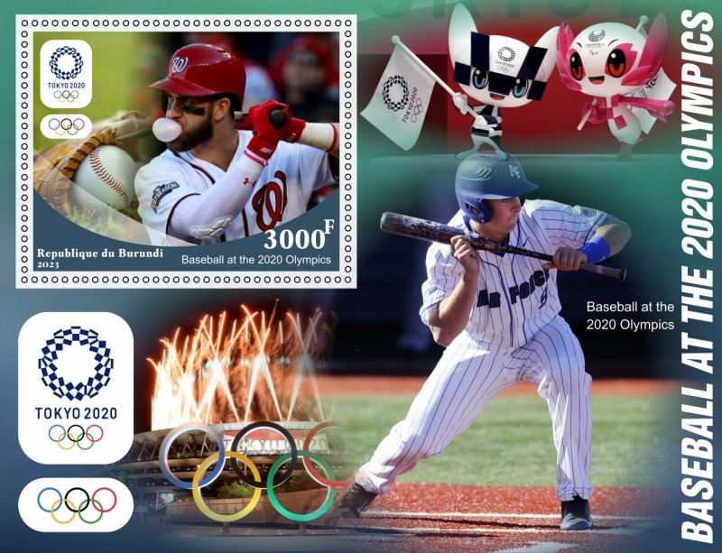 Stamps. Sports Baseball 2024 year 6 sheets perforated