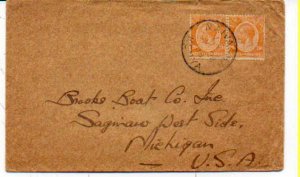 1928 Kenya & Uganda Air Mail Cover to Brook Boat Co. Michigan