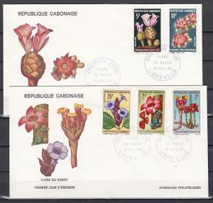 Gabon, Scott cat. 244-248. Local Flowers issue. 2 First day covers. ^