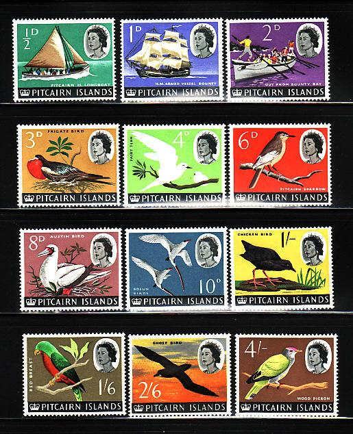 Pitcairn Islands 39-50 MH Queen Elizabeth II, Ships, Birds