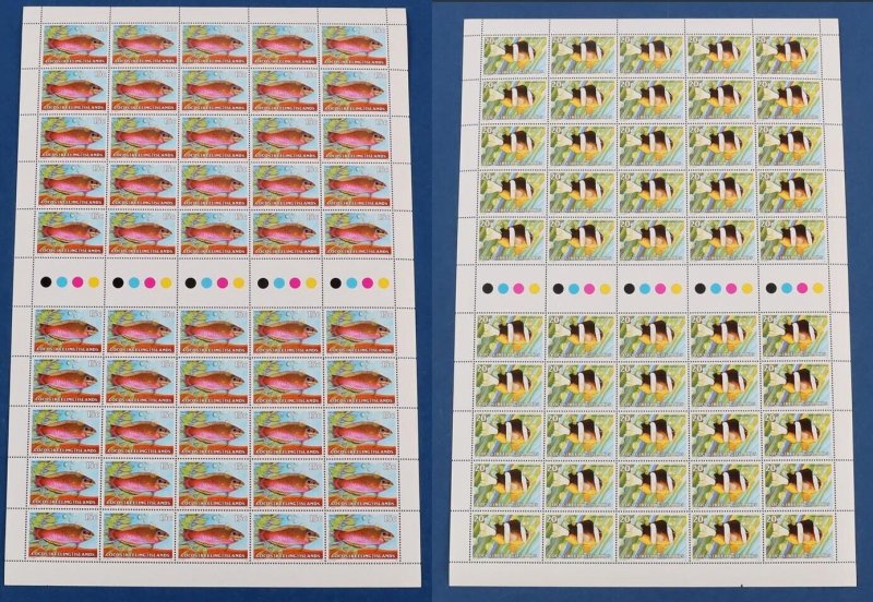 COCOS (KEELING) ISLANDS 1979 Fish set 1c-$2 in full sheets MNH **. FV $349 alone