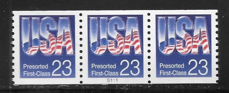 United States 2608 USA Pre-Sorted First Class PNC Strip of 3 Plate S111 MNH