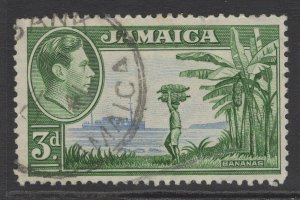 JAMAICA SG126 1938 3d ULTRAMARINE & GREEN USED