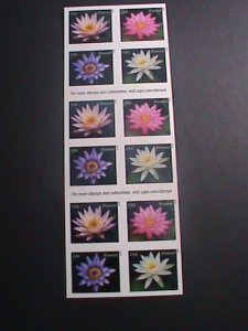 ​UNITED STATES-2015:SC#4967b  BEAUTIFUL LOVELY WATER LILY MNH BOOKLET OF 20 VF