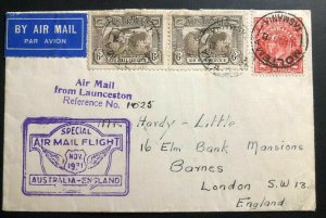 1931 Moltema Tasmania Special Airmail Flight Cover To London England