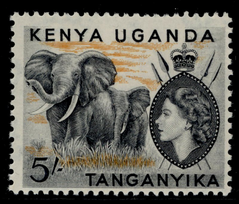 KENYA UGANDA TANGANYIKA QEII SG178, 5s black and orange, NH MINT. Cat £40.