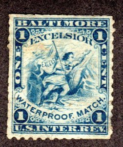 Private Die Match Revenue Stamp.  Scott # RO83a, used. Lot 220347 -02