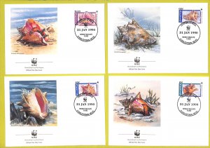 Nevis WWF World Wild Fund for Nature FDC Queen Conch sea shells