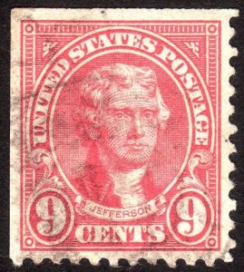 1923, US 9c, Thomas Jefferson, Used, Sc 561