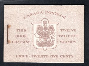 Scott BK33a, 1942 Issue, 2c, 2 panes of 6 (250b), Canada booklet postage stamps