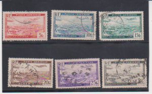 *ALGERIA, SCOTT # C1-C6(6),1946 AIR POST PLANE OVER HARBOR ISSUE USED