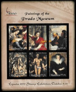 Maldives 2000 - Prado Museum Art - Sheet of 6 Stamps - Scott #2503 - MNH