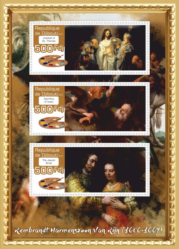 Stamps.Art, painting, Rembrandt 2017 year 19 sheets perforated MNH**