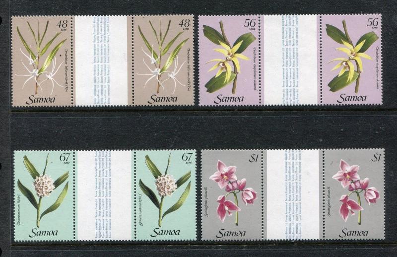 Samoa 637-640, MNH Flolers Orchideen Flora 1985 Gutter Paar x19486