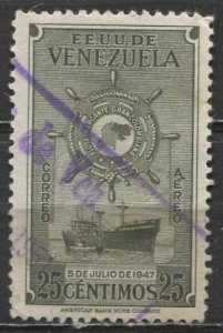 Venezuela 1948; Sc. # C260; Used Single Stamp