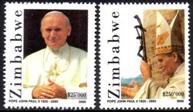 Zimbabwe - 2006 Pope John Paul II Set MNH** SG 1185-1186