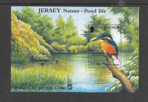 BIRDS - JERSEY #995a  KINGFISHER (BELGICA OVERPRINT)  MNH