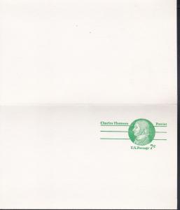 U.S. # UX25, Charles Thomson with Reply Postal Card, Mint