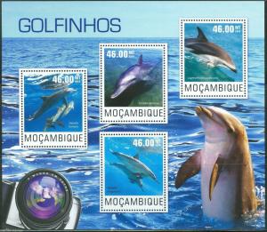 MOZAMBIQUE  2014 DOLPHINS  SHEET   MINT NH