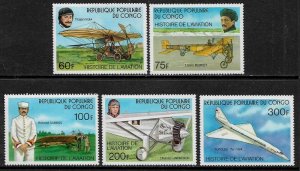 Congo, Rep. #421-5 MNH Set - History of Aviation