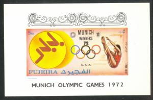 FUJEIRA 1972 MUNICH OLYMPICS DIVING WINNERS Souvenir Sheet Mi BLK169B MNH