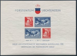 Liechtenstein B14 ad sheet,MNH.Michel 151-A151 Bl.2. Postal Museum,1936.