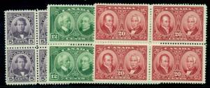 CANADA #146-8 Complete set in Blocks of 4, og, VLH, VF,