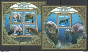 2017 Sierra Leone Manatees Fauna Marine Life #9195-8+Bl1368 ** Fd0018