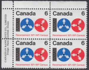 Canada - #542 Census Plate Block - MNH