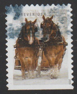 SC# 5541 - (55c) - Winter Scenes: Horses 10/10 - Used Single Off Paper